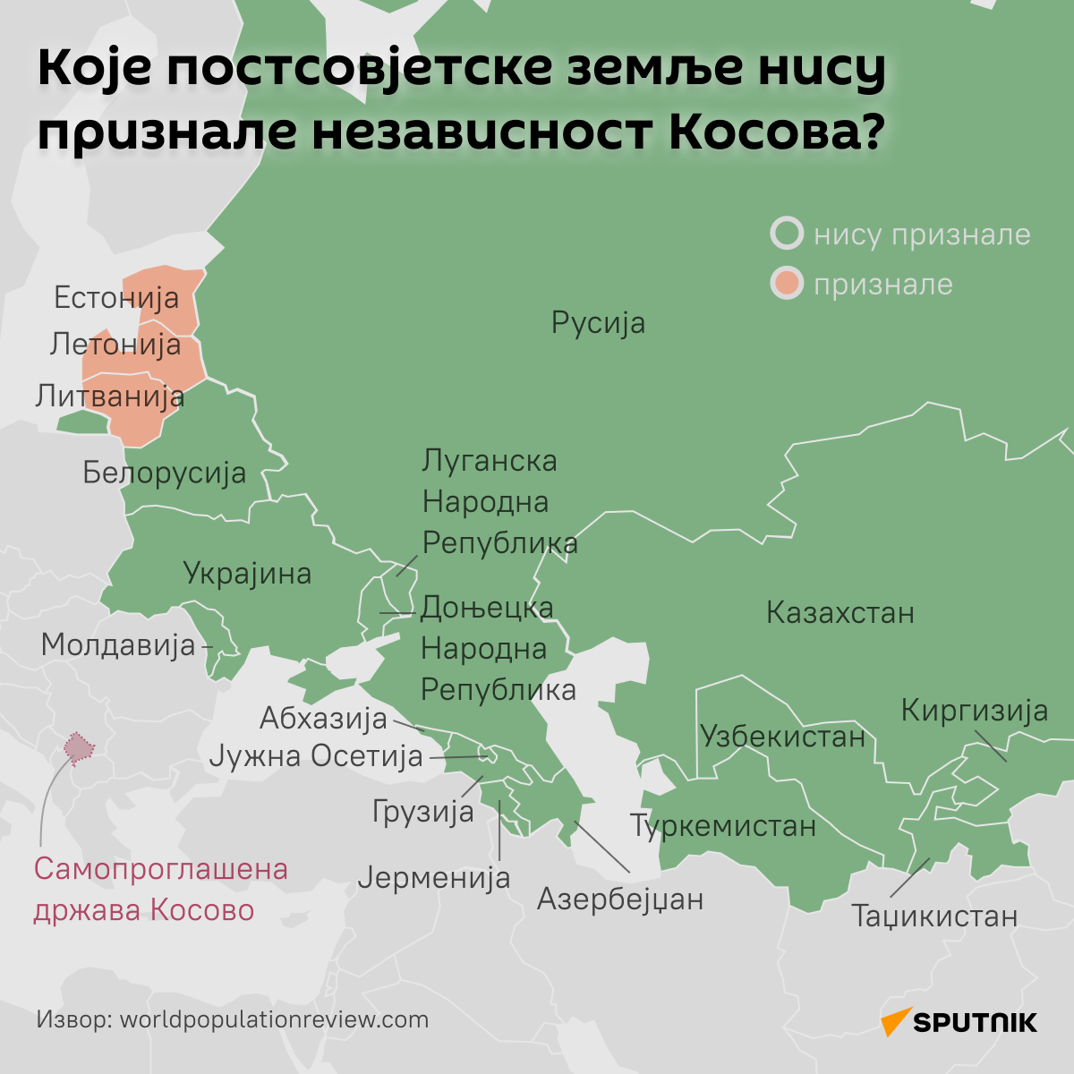 Које бивше совјетске државе нису признале независност Косова - Sputnik Србија