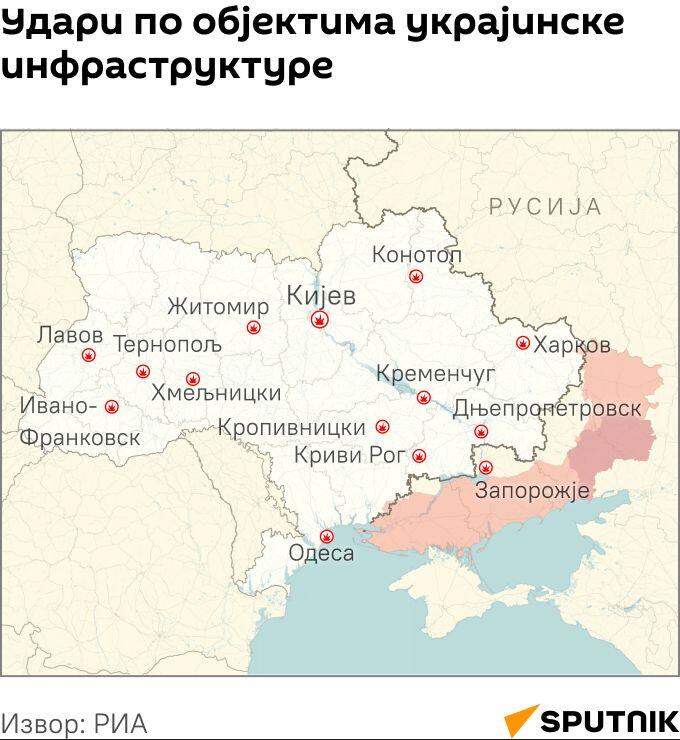 Напади на објекте украјинске инфраструктуре ЋИРИЛИЦА моб - Sputnik Србија