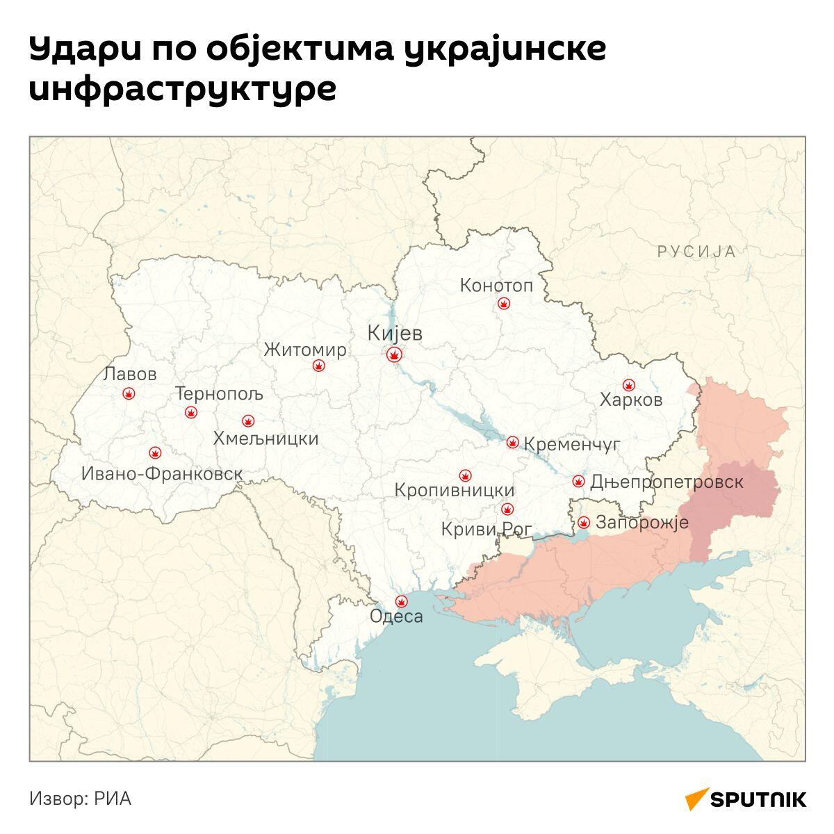 Напади на објекте украјинске инфраструктуре ЋИРИЛИЦА деск - Sputnik Србија