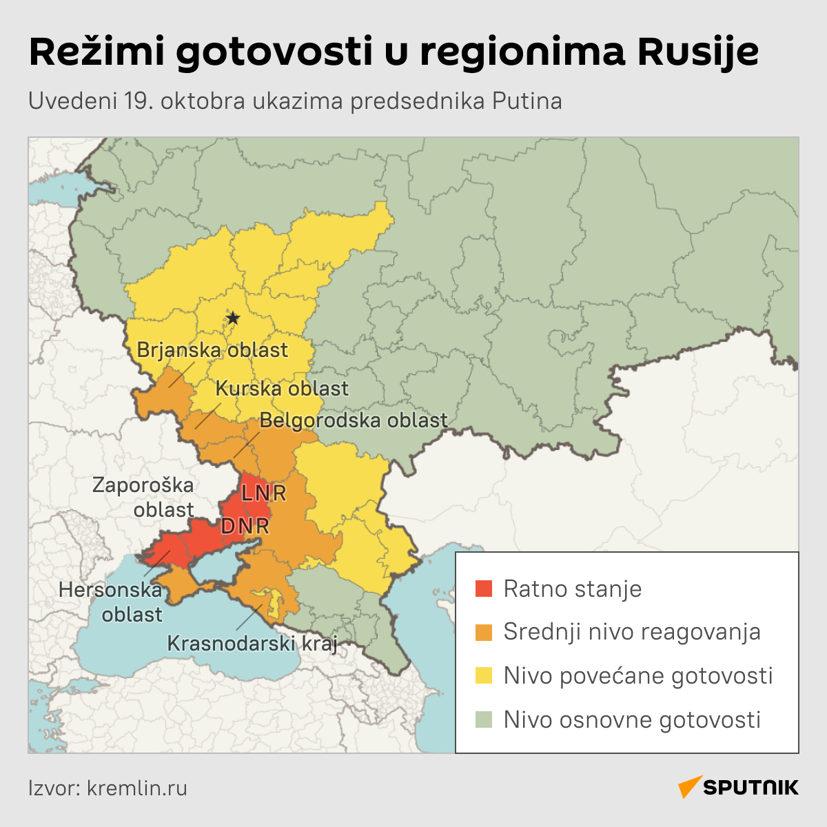 Režimi gotovosti u regionima Rusije LATINICA desk - Sputnik Srbija