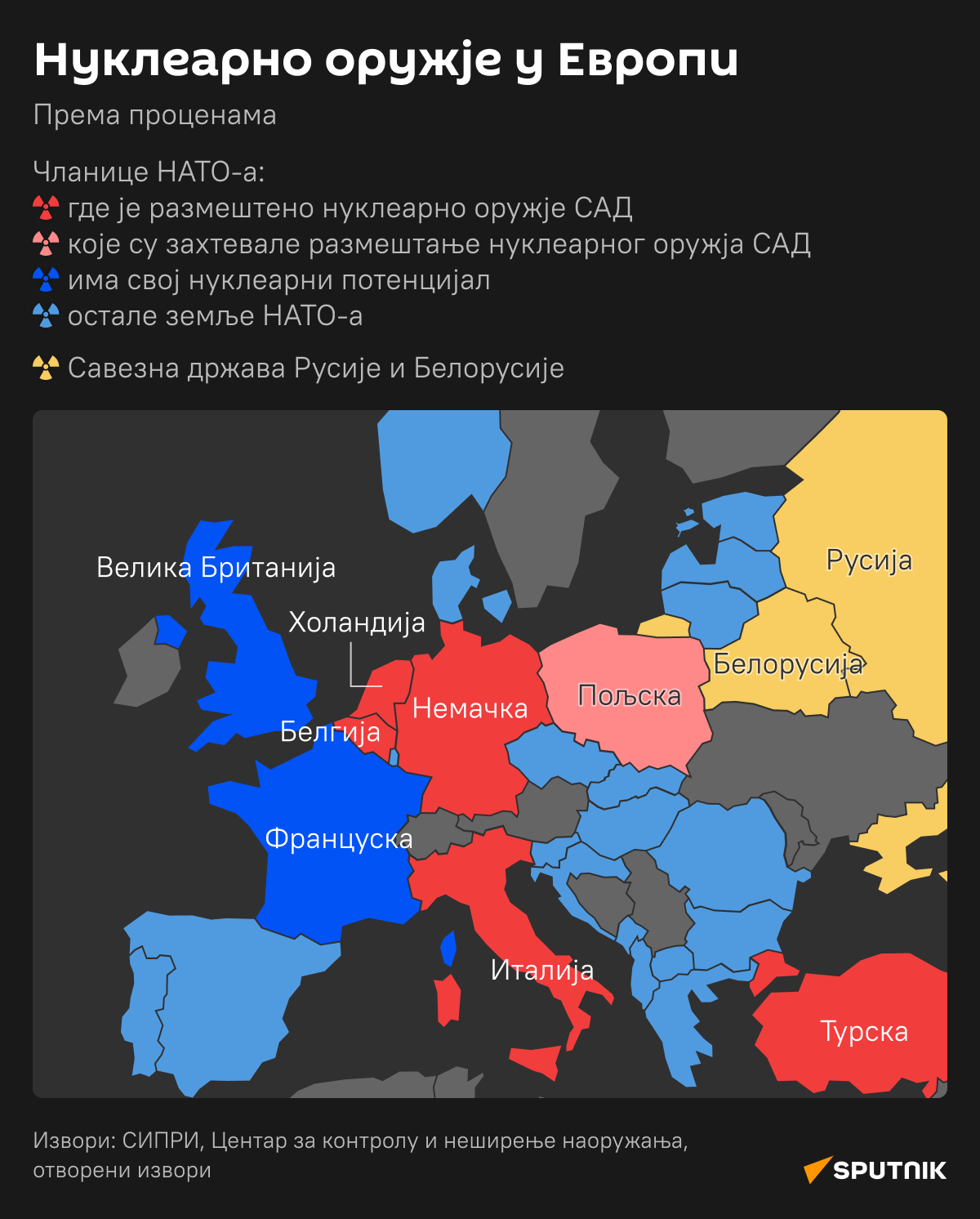 Инфографика Нуклеарно оружје у Европи  Ћирилица деск - Sputnik Србија