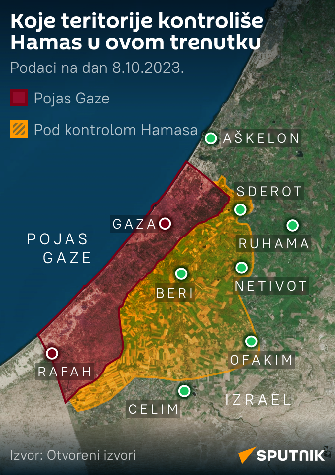 Koju teritoriju kontroliše Hamas LATINICA mob - Sputnik Srbija