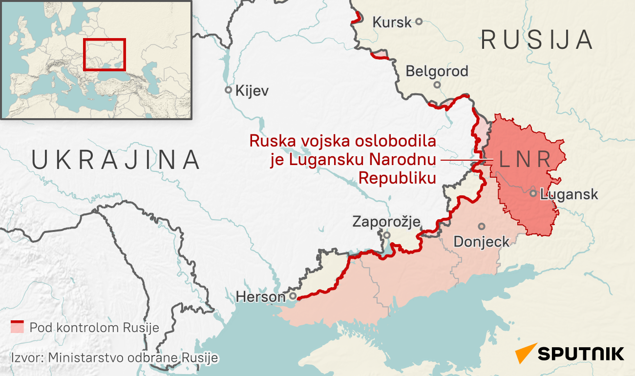 Mapa oslobođene Luganske Narodne Republike - Sputnik Srbija