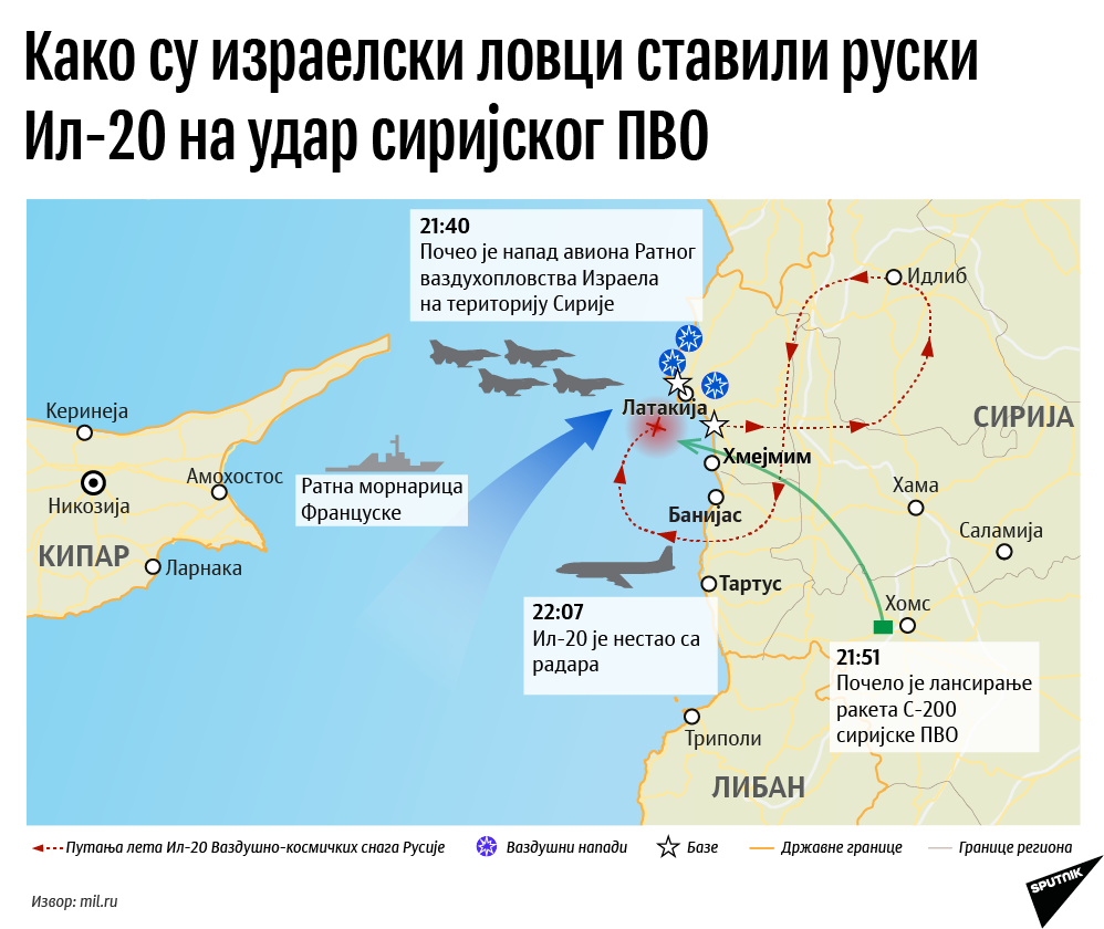 Како су израелски ловци ставили руски Ил-20 на удар сиријског ПВО - Sputnik Србија