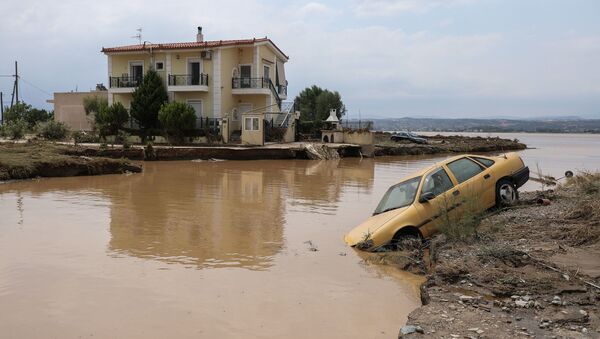 Nevreme i poplava na grčkom ostrvu Evia. - Sputnik Srbija