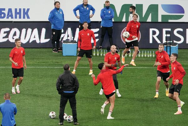 Fudbaleri reprezentacije Srbije na treningu uoči utakmice Lige nacija UEFA protiv Rusije - Sputnik Srbija