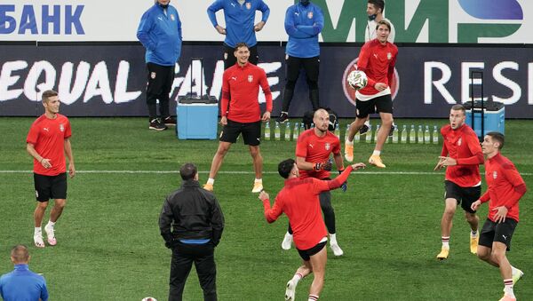 Fudbaleri reprezentacije Srbije na treningu uoči utakmice Lige nacija UEFA protiv Rusije - Sputnik Srbija
