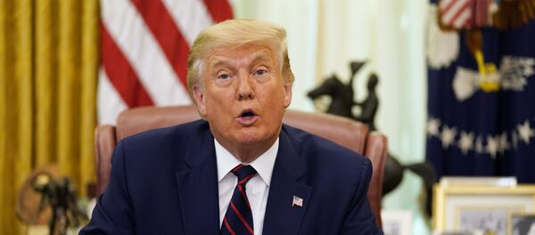 Председник САД Доналд Трамп током церемоније потписивања споразума Београда и Приштине - Sputnik Србија