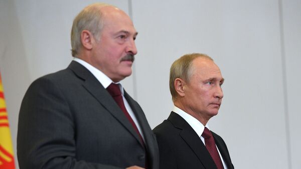 Predsednici Belorusije i Rusije, Aleksandar Lukašenko i Vladimir Putin - Sputnik Srbija
