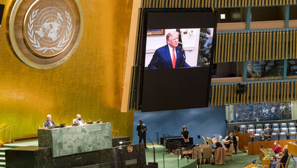 Video-obraćanje američkog predsednika Donalda Trampa učesnicima Generalne skupštine UN - Sputnik Srbija