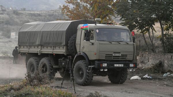 Azerbejdžansko vojno vozilo u gradu Džebrail - Sputnik Srbija
