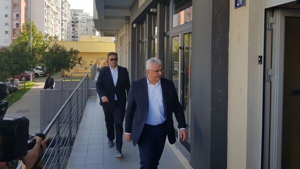 Dvojica lidera Demokratskog fronta Andija Mandić i Nebojša Medojević stižu na sastanak u Podgorici - Sputnik Srbija