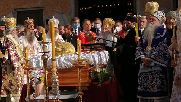 Обраћање патријарха Иринеја након одржаног опела - Sputnik Србија