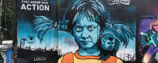 Greta Tunberg kao Pipi Duga Čarapa, grafit - Sputnik Srbija