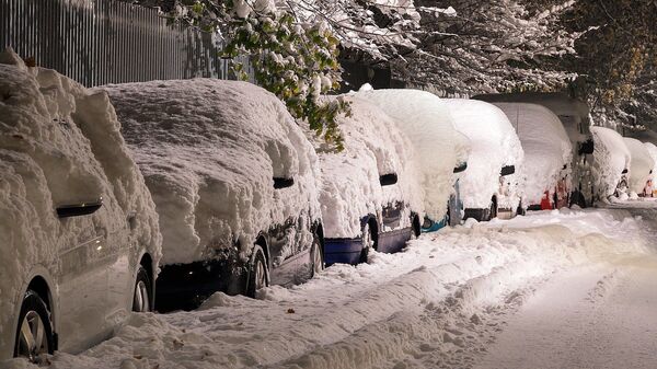 Снег затрпао аутомобиле - Sputnik Србија