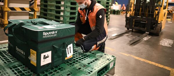 Контејнер са вакцином против ковида Спутњик V спреман за слање у иностранство Контејнер са вакцином против ковида Спутњик V спреман за слање у иностранство - Sputnik Србија