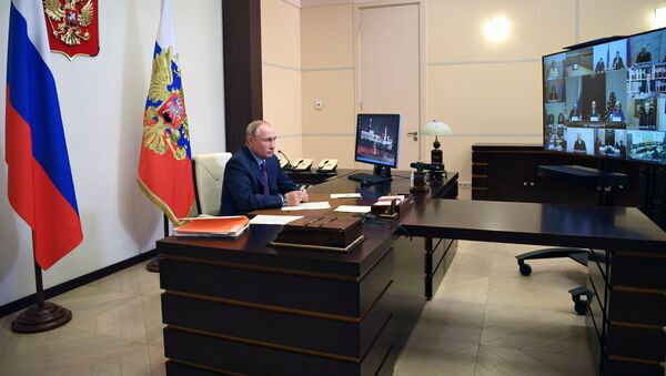 Председник Русије Владимир Путин на онлајн заседању Савеза за људска права - Sputnik Србија