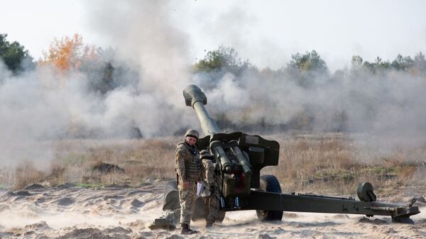 Ukrajinski vojnici pucaju iz haubice D-20 kalibra 152mm - Sputnik Srbija