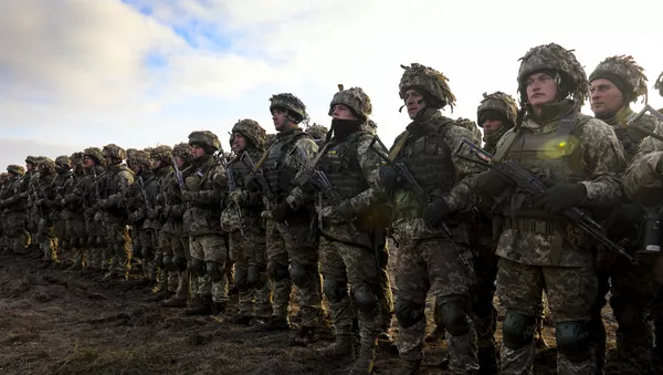 Припадници украјинских Оружаних снага на војној вежби у Житомирској области - Sputnik Србија