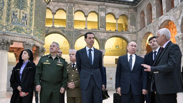 Poseta predsednika Rusije Vladimira Putina i predsednika Sirije Bašara el Asada džamiji Umajad u Damasku - Sputnik Srbija