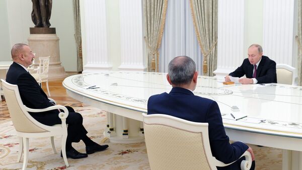 Sastanak Vladimira Putina, Ihlama Alijeva i Nikole Pašinjana u Kremlju - Sputnik Srbija