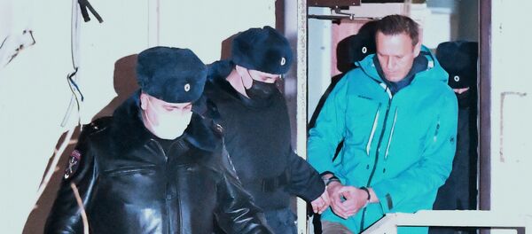 Pripadnici policije sprovode ruskog blogera Alekseja Navaljnog u pritvor - Sputnik Srbija