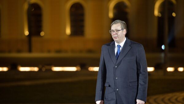 Predsednik Srbije Aleksandar Vučić na otkrivanju spomenika Stefanu Nemanji - Sputnik Srbija
