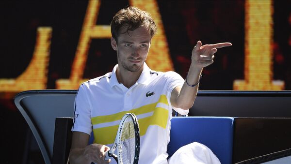 Ruski teniser Danil Medvedev tokom meča protiv Filipa Krajinović - Sputnik Srbija