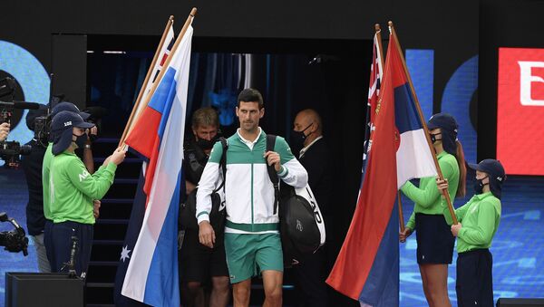 Novak Đoković pred početak finala Australijan opena 2021. - Sputnik Srbija