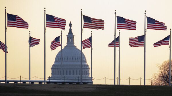 Американские флаги на фоне Капитолия в Вашингтоне, США - Sputnik Србија