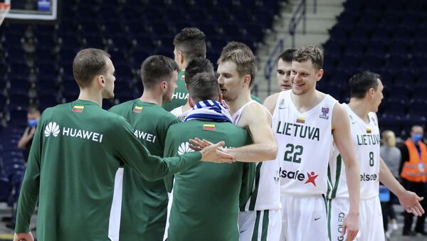 Кошаркашка репрезентација Литваније после победе над Данском - Sputnik Србија