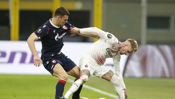 Fudbaleri Crvene zvezde Marko Gobeljić na utakmici protiv Milana - Sputnik Srbija