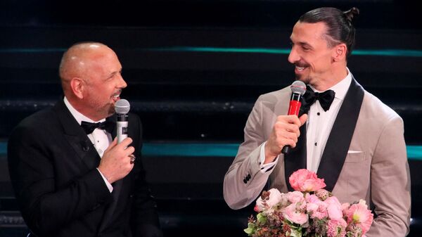 Siniša Mihajlović i Zlatan Ibrahimović na festivalu Sanremo - Sputnik Srbija