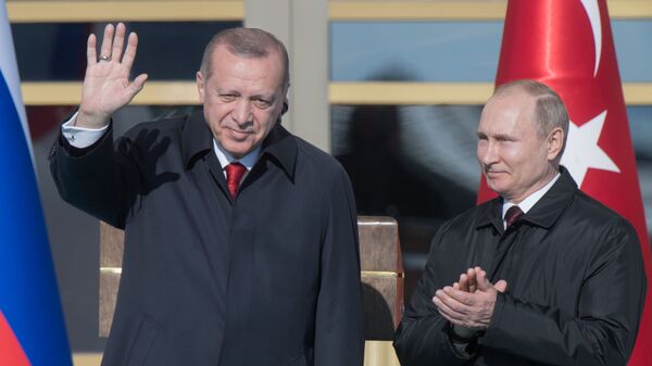 Lideri Rusije i Turske Vladimir Putin i Redžep Tajip Erdogan  - Sputnik Srbija