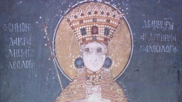 Freska srpske kraljice Simonide Paleolog, supruge kralja Milutina, u manastiru Gračanica - Sputnik Srbija