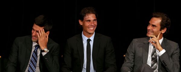 Новак Ђоковић, Рафаел Надал и Роџер Федерер Новак Ђоковић, Рафаел Надал и Роџер Федерер - Sputnik Србија