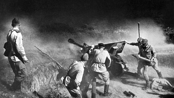 Артиљеријска јединица током борбе, Северни Кавказ, 1943. година - Sputnik Србија