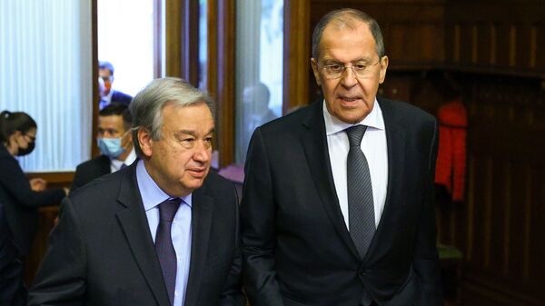 Generalni sekretar UN Antonio Gutereš i Sergej Lavrov u Moskvi - Sputnik Srbija