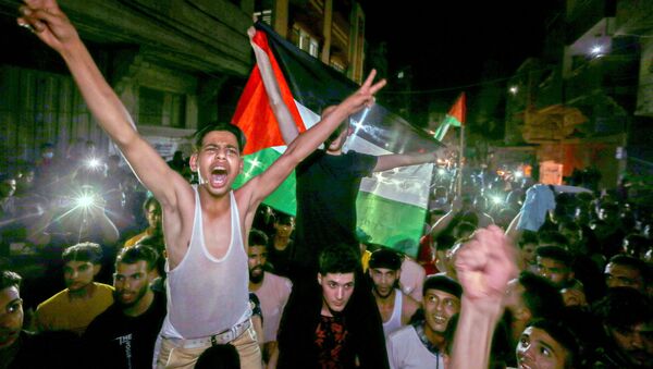 Slavlje Palestinaca u Gazi povodom postignutog primirja - Sputnik Srbija