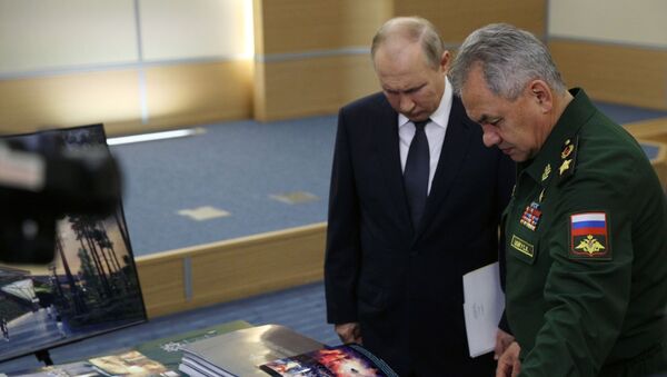 Председник Русије Владимир Путин и министар одбране Сергеј Шојгу - Sputnik Србија