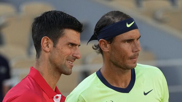 Novak Đoković i Rafael Nadal pred polufinale Rolan Garosa 2021. - Sputnik Srbija