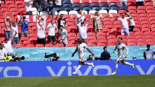 Rahim Sterling (Engleska) slavi gol protiv Hrvatske na EURO 2020 - Sputnik Srbija