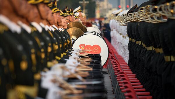 Военный оркестр на праздновании 100-летия Коммунистической партии Китая в Пекине - Sputnik Србија