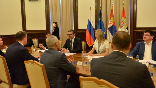 Predsednik Srbije Aleksandar Vučić sastao se sa ministrom poljoprivrede Ruske Federacije Dmitrijem Patruševim - Sputnik Srbija