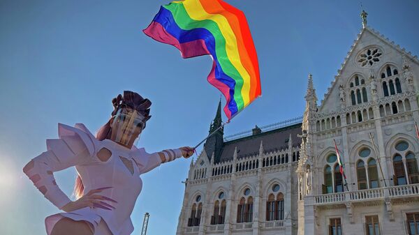 ЛГБТ активисти испред мађарског парламента - Sputnik Србија