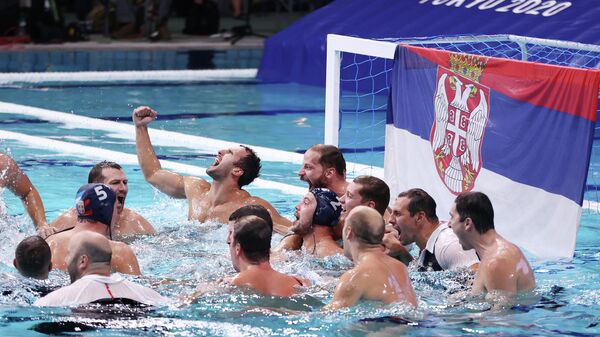 Srpski vaterpolisti proslavljaju olimpijsko zlato - Sputnik Srbija