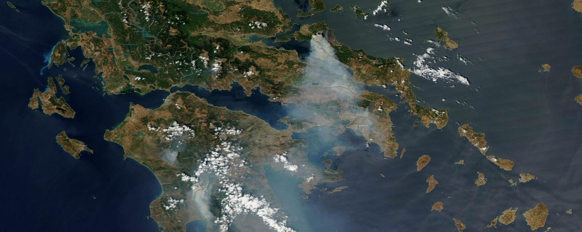 Сателитски снимак пожара у Грчкој - Sputnik Србија, 1920, 09.08.2021