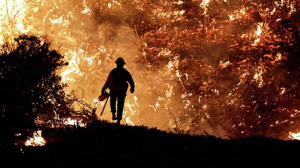 Ватрогасац током гашења пожара у Калифорнији - Sputnik Србија