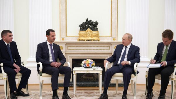 Predsednik Sirije Bašar el Asad i predsednik Rusije Vladimir Putin na sastanku u Kremlju - Sputnik Srbija