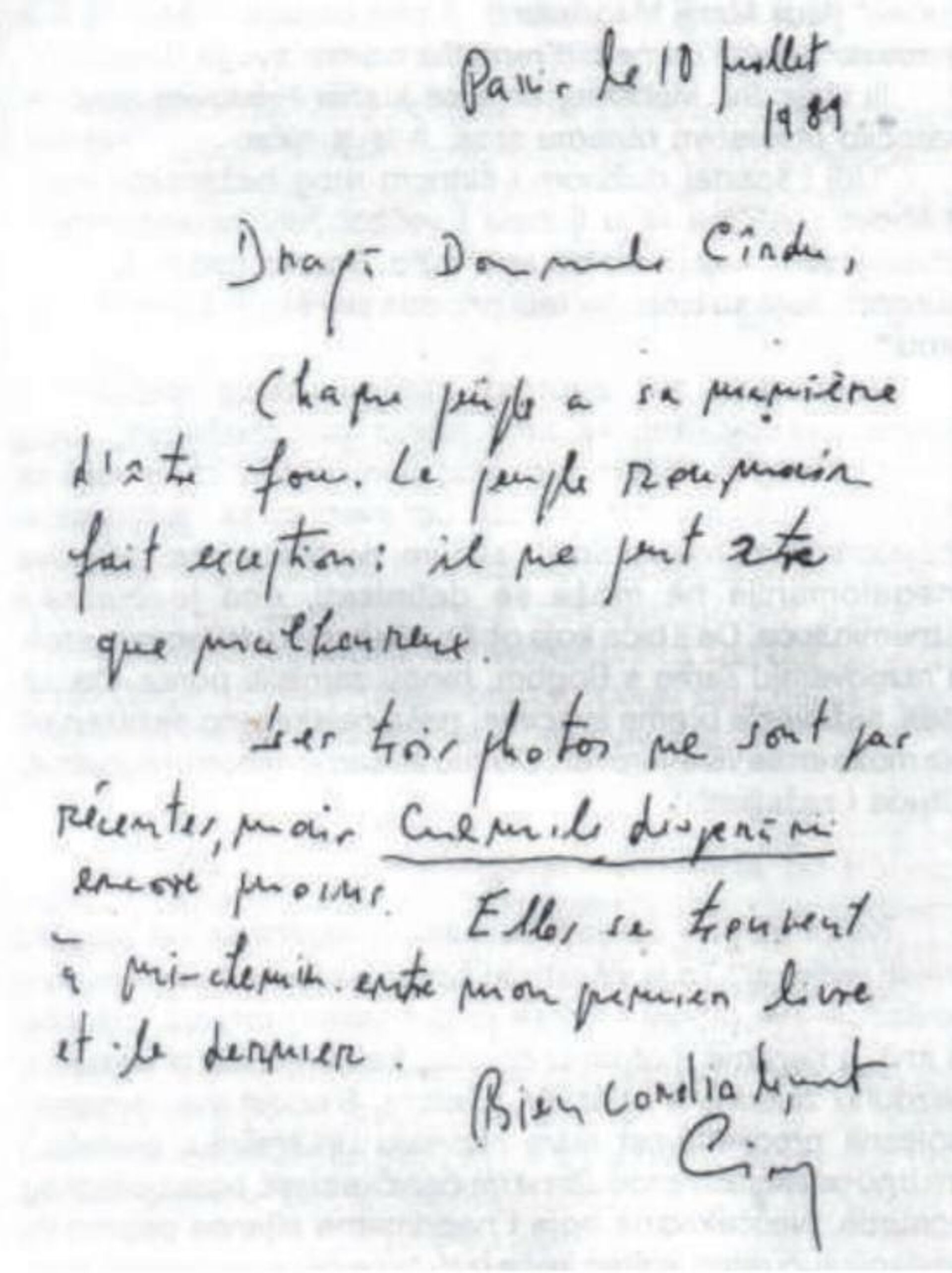Факсимил Сиорановог писма Петру Крдуу - Sputnik Србија, 1920, 23.11.2023